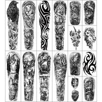 Metuu Full Arm Temporary Tattoo 46 Sheets for Men And Women(L22.8“xW7”), Fake Tattoo Stickers Patterns Deer Eagle Lion Wolf Tiger Totem Realistic Temp Tattoos Suitable For Hand Arm Leg Face