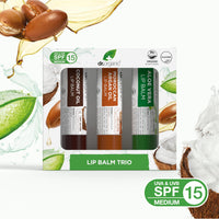 Dr. Organic Dr Organic Lip Balm Gift Set, Moisturising, SPF 15, Assorted Multipack with Aloe Vera, Argan Oil, Coconut Oil, Natural, Vegetarian, Cruelty-Free, Paraben & SLS-Free, Organic, 5.7ml