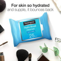 Neutrogena Hydro Boost Cleansing Facial Wipes, Blue, 25 Count, (Pack of 1)