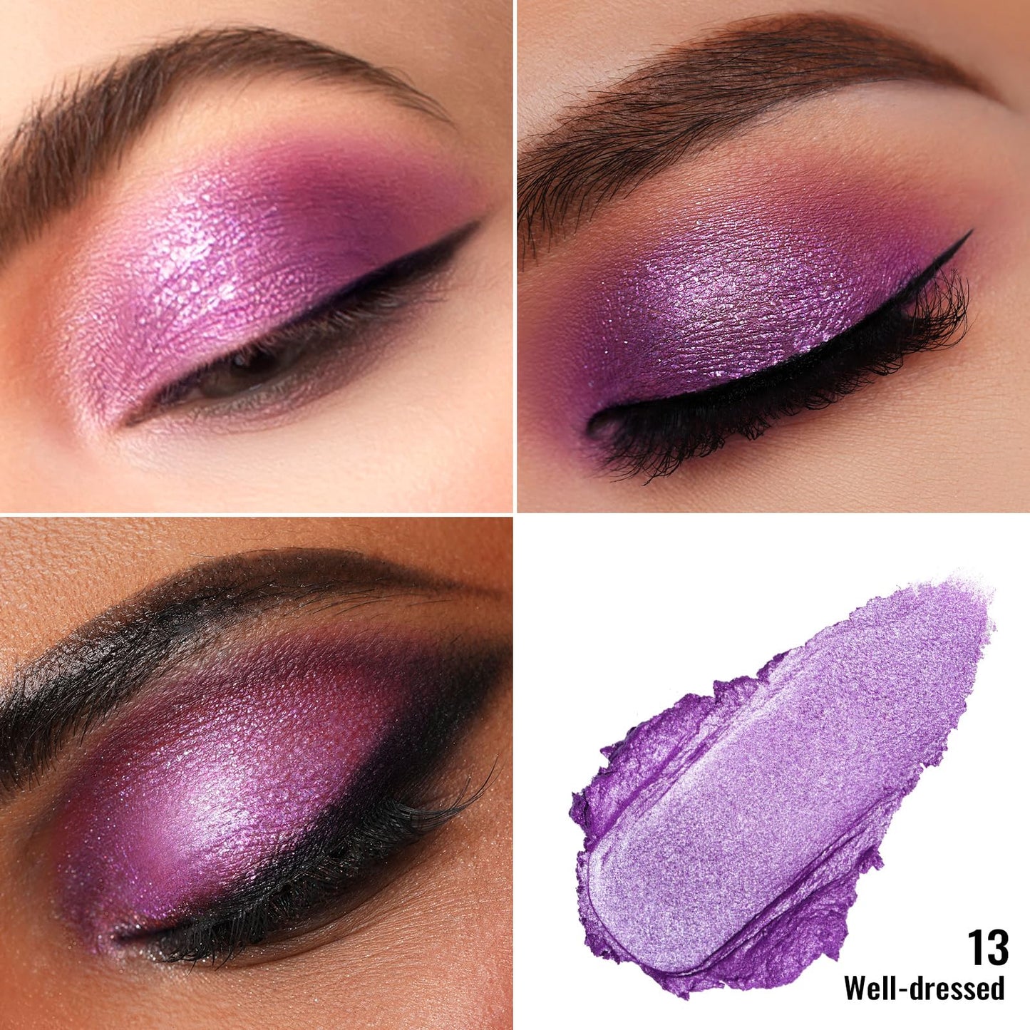 Oulac OULAC Cream Eyeshadow, Glitter Purple Eyeshadow, Holds Makeup For 12 Hours +, Waterproof and Sweatproof, Crease Resistant, Vegan | 06g, Well-dressed (13)