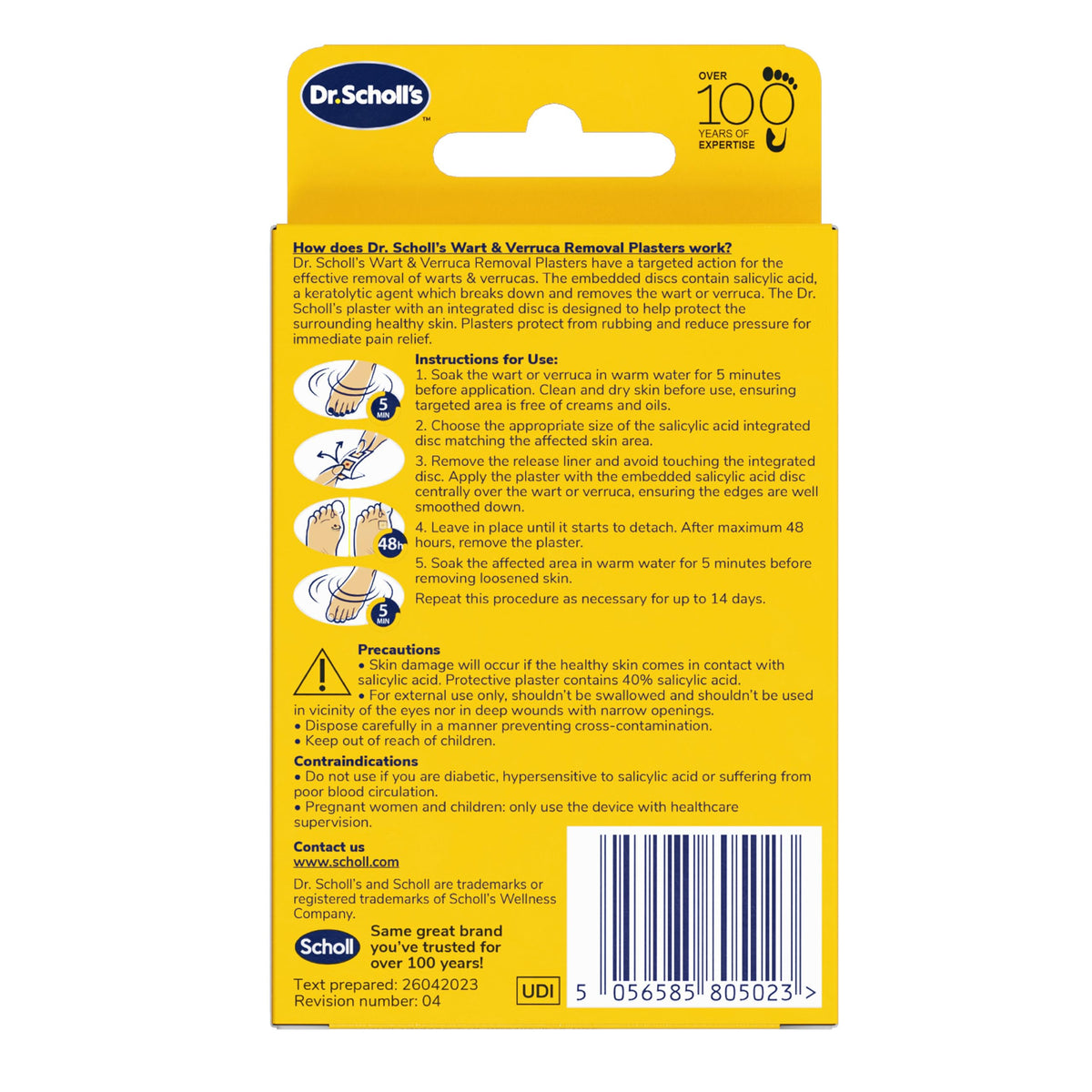 Dr. Scholl's Wart and Verruca Removal Plasters, Pack of 21, Fast and Effective Verruca Treatment and Wart Remover, Immediate Pain Relief, Washproof Plasters
