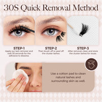 LASHVIEW Cluster Lashes D Curl Volume Eyelash Clusters 9-16mm Mix SilkPlush Soft Fluffy DIY Cluster Eyelash at Home-Style W03