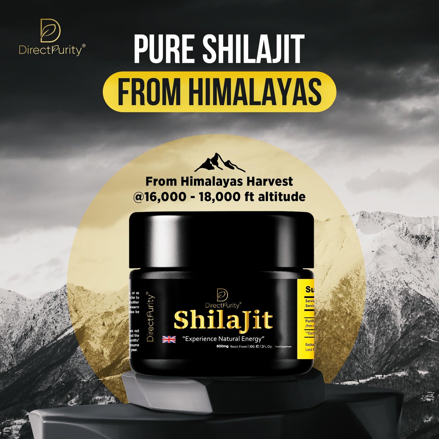 Directpurity Shilajit Resin, 100% Purified Natural Gold Himalayan Shilajit - Full of Fulvic Acid & Trace Elements, Vegan, Replenish Energy and Immune Support, 50 Grams, 3 Months Supply