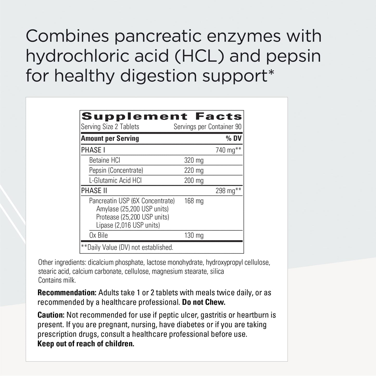 Integrative Therapeutics Panplex 2-Phase - Stomach and Intestinal Tract Digestion Support Supplement with Digestive Enzymes, Pepsin and Betaine HCL* - 180 Tablets