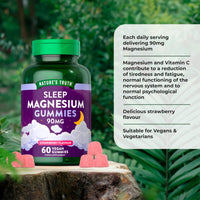 Magnesium Gummies | Magnesium Citrate with Vitamin C | 60 Vegan Gummies - Great Tablet Alternative | Strawberry Flavour | by Nature's Truth