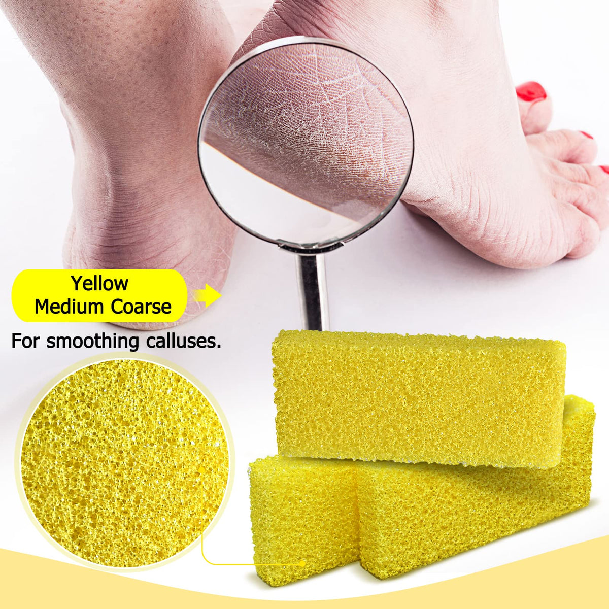 SALVMARY Disposable Pumice Stone for Feet Hard Skin Callus Remover Foot Scrubber Yellow 40 Pcs