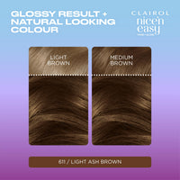 Clairol Nice'n Easy Tone+Gloss Semi Permanent Hair Dye - 611/75 Light Ash Brown