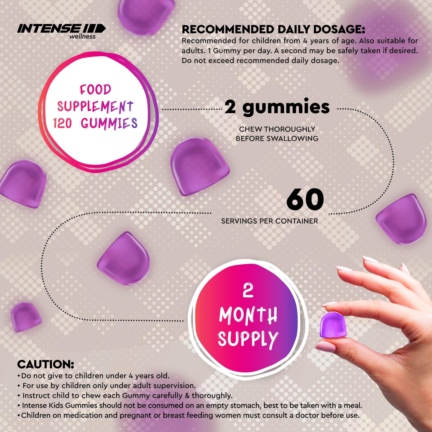 Intense Wellness INTENSE Wellness Multivitamin Gummies for Kids - Vegan Gummies with 14 Vitamins, Minerals, B6, B12 - Raspberry/Blueberry Flavour - Healthy Multi Gummies Boost Immunity, Bone Health, more - 120 Gummies