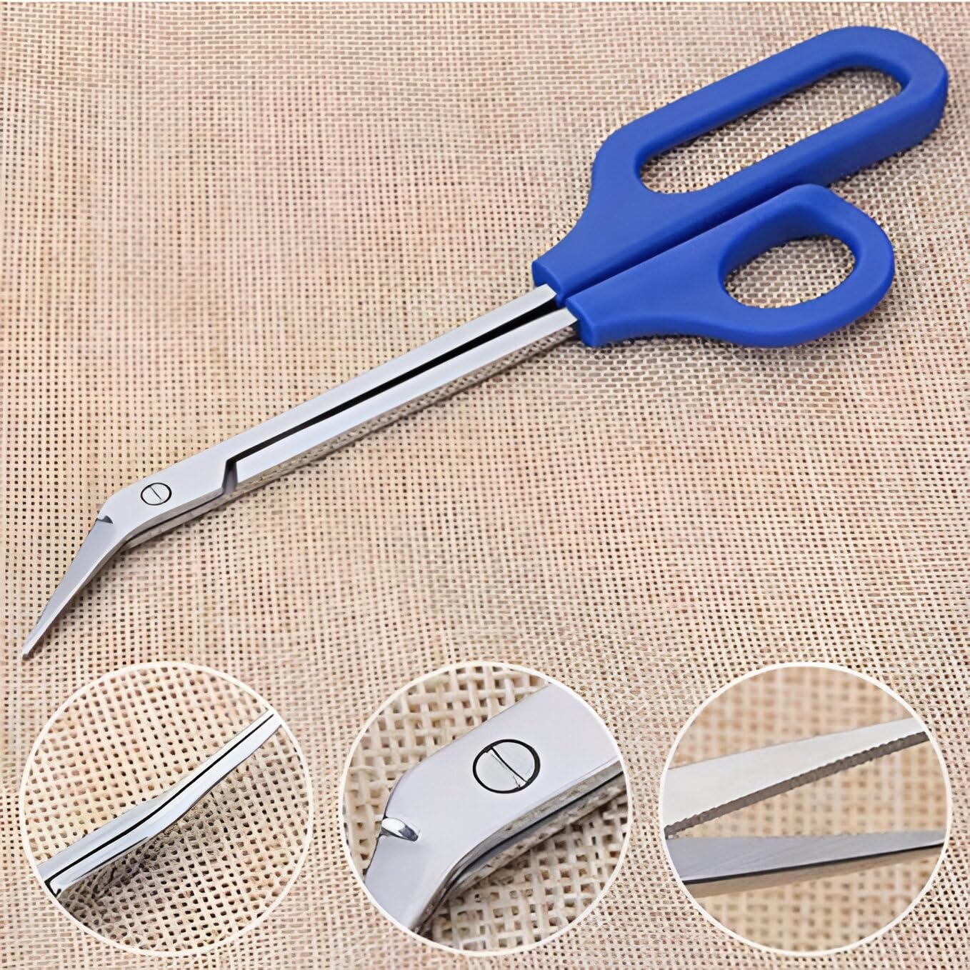 Sandbros Long Handled Toenail Scissors for Thick Nails, 8" Angled Tip Ingrown Toe Nail Clippers for Thick Nails, Heavy Duty Long Handled Toe nail Scissors for Thick Nails, Podiatry Tools for Elderly, Back Pain