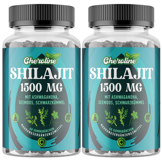 Cheroline Shilajit Sea Moss and Ashwagandha Gummies 1500mg Per Serving, Enriched with 60% Fulvic Acid & 85+ Trace Minerals, High Strength Complex for Energy, More Convenient Than Resin (60 Count (Pack of 2))