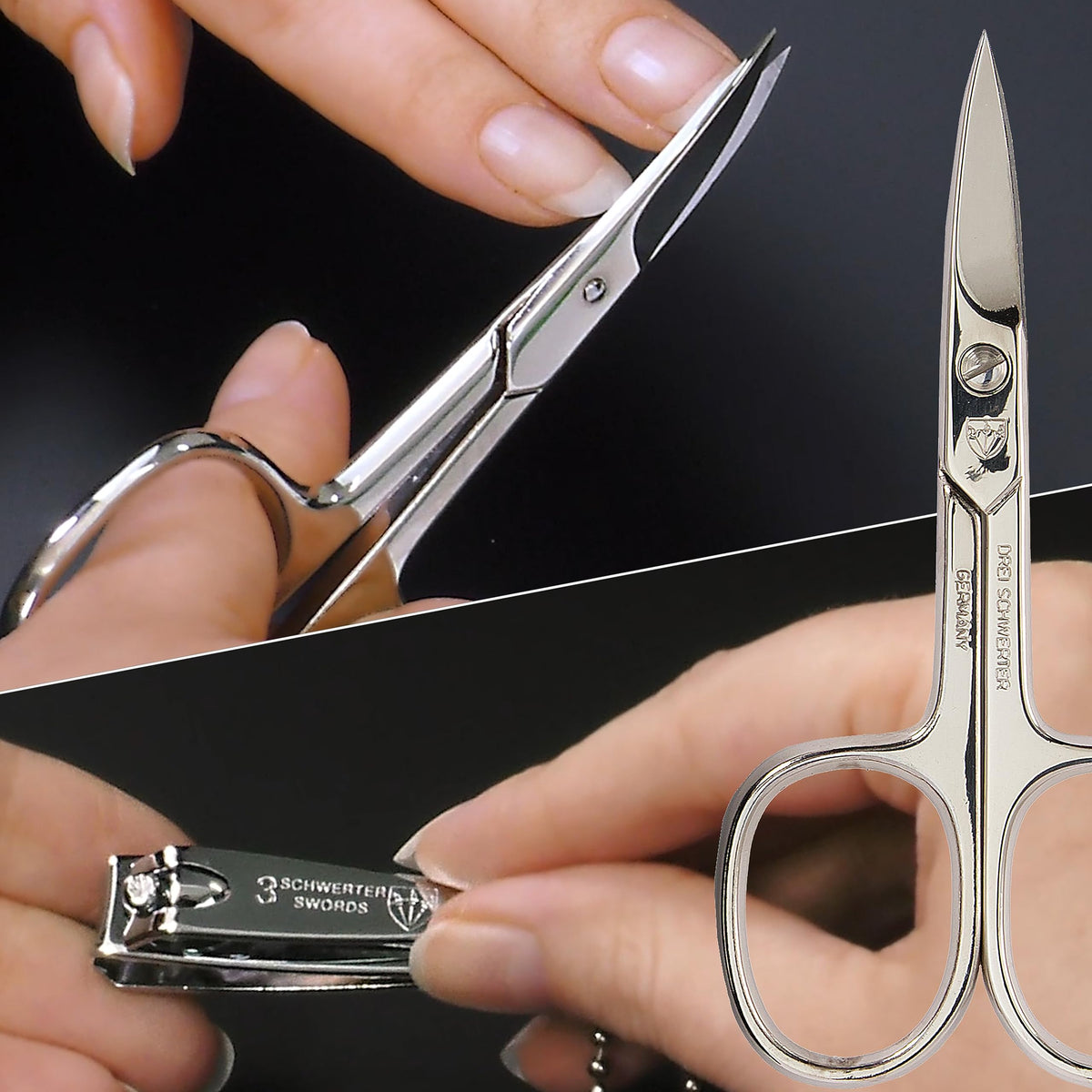 3 Swords Germany - brand quality 8 piece manicure pedicure grooming kit set for professional finger & toe nail care scissors clipper fashion leather case in gift box, Made by 3 Swords (0361)