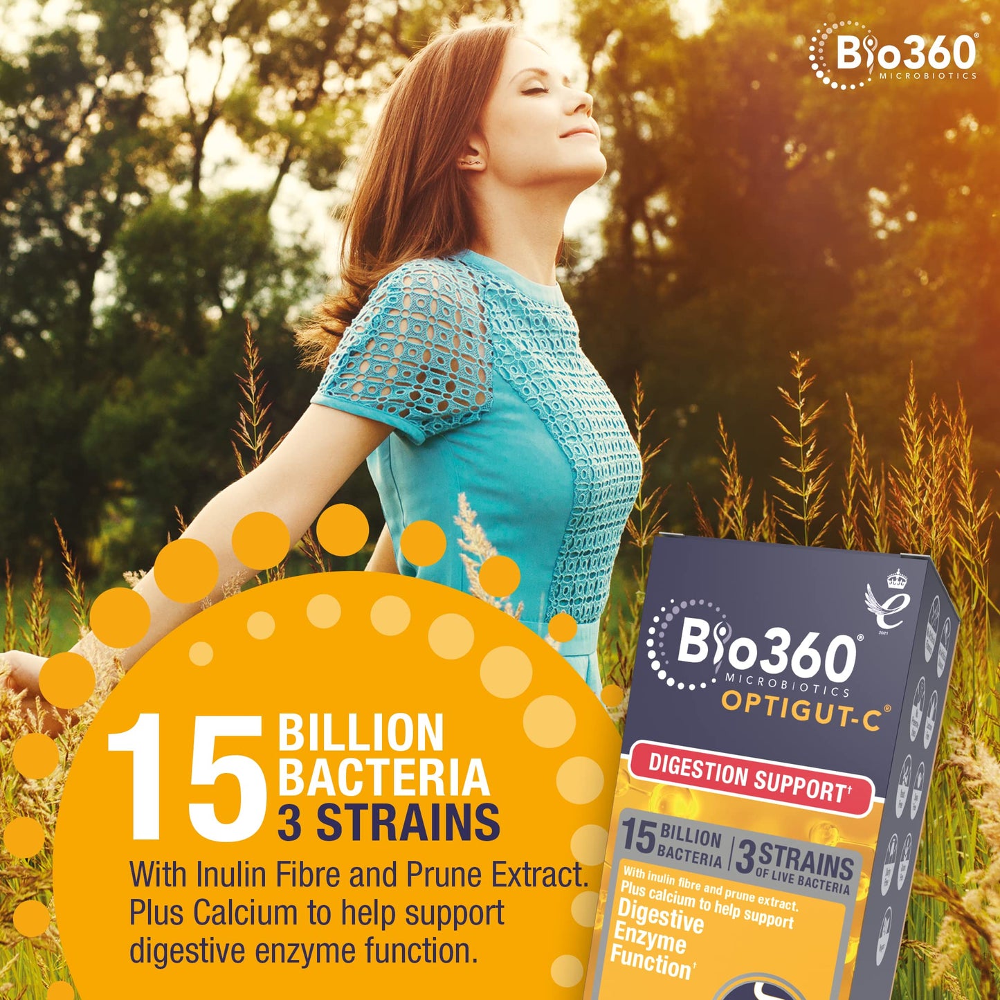 Natures Aid Bio360 OptiGUT-C Powder 120g – 15 Billion Live Bacteria Cultures – Supports Digestion, Gut Flora, Digestive Health, Immune System – High Potency, Vegan, Non-GMO, Gluten-Free Microbiotic