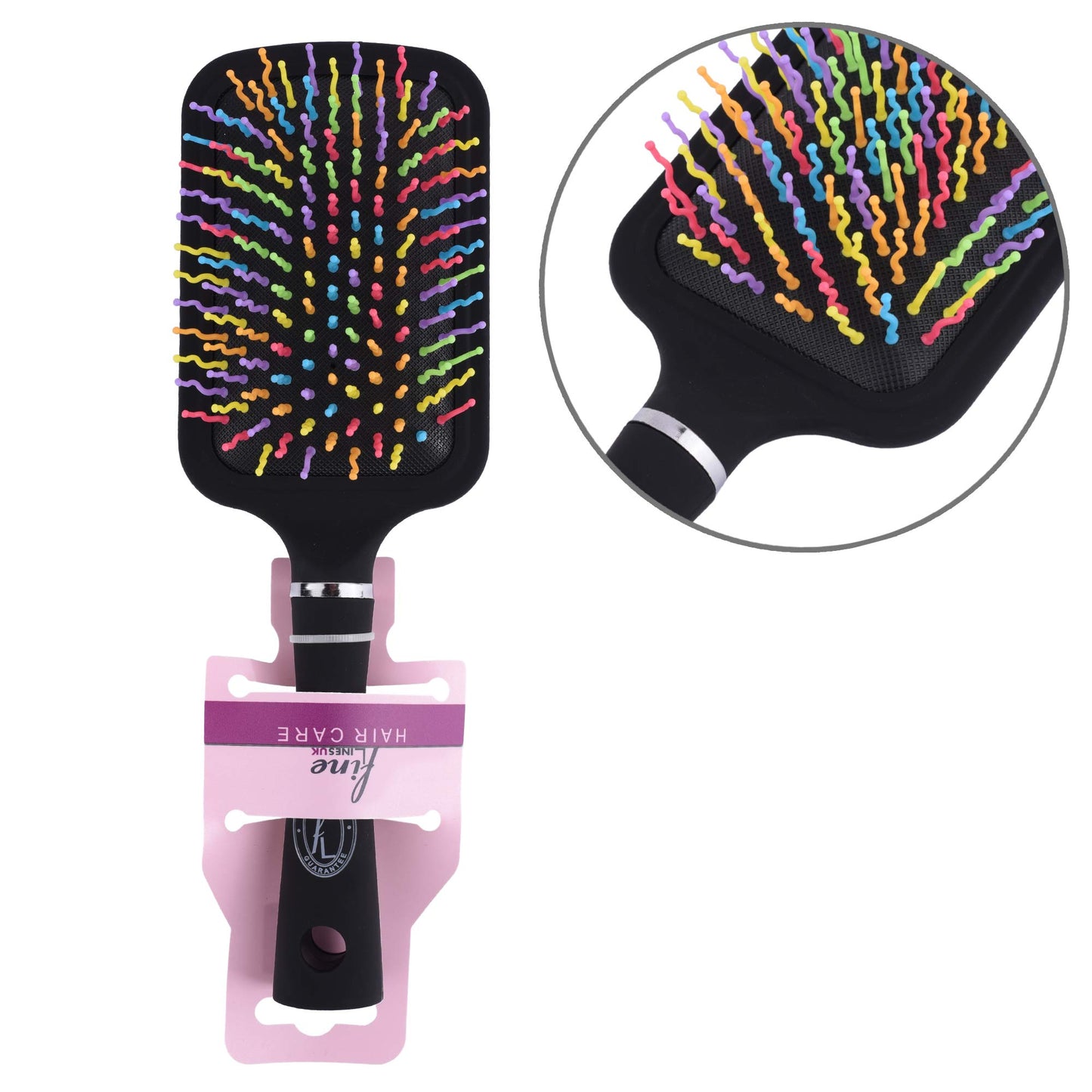 Fine Lines Multi-Coloured Paddle Brush - 11 Row with Wavy Bristles