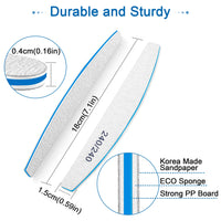 BLESWIN Professional Nail Files, 240/240 Grit - 12 Pcs, Double-Sided Emery Boards for Natural Nails, Washable and Reusable for Grooming and Styling