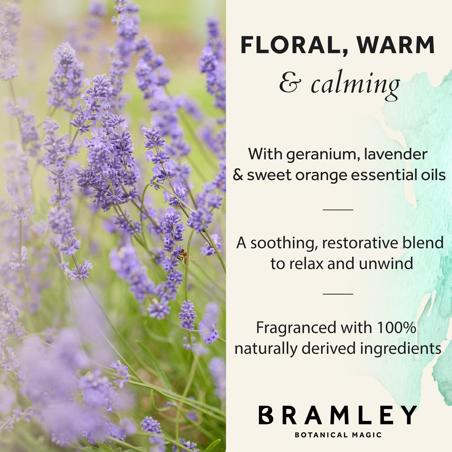 Bramley Products Bramley Lavender Bubble Bath (250ml), Bath Soak with Geranium & Sweet Orange Essential Oils, Vegan Natural Bubbles to Gently Cleanse & Soften