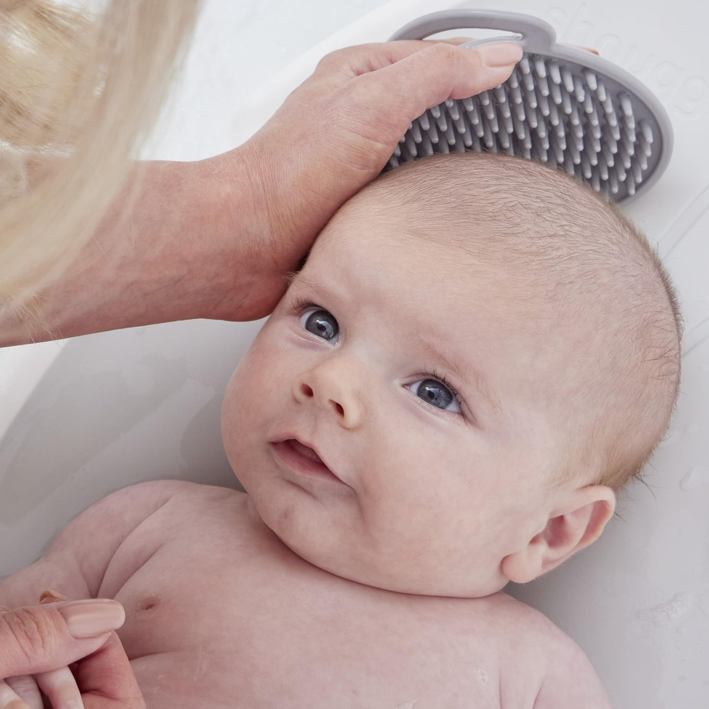 Shnuggle Super Soft Easy Hold Comfortable Baby Bath Brush - Shower Bathroom Toiletry Accessory - Taupe
