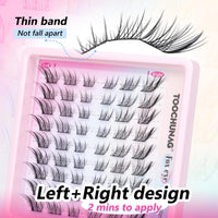 Cat Eye Cluster Lashes Natural Individual Eyelashes 14mm Fox Eye Lash Clusters CC Curl Left Right Wispy Eyelash Clusters Russian False Lashes Individual Cluster by TOOCHUNAG