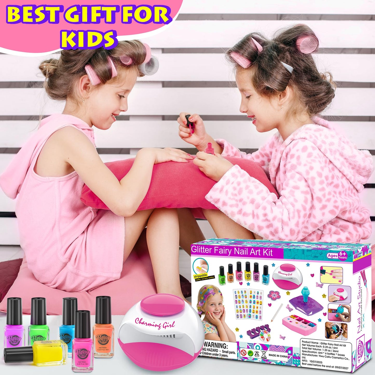 Dkinghome kids Nail Art Kit for Girls, Nail Polish Set Girls Toys Nail Varnish Sets Girl Gifts for Kids Birthday Presents Gifts for 6 7 8 9 10 11 12 years old Girl