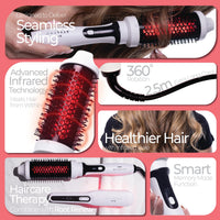 StylPro STYLPRO Thermal Brush with Red & Near Infrared LEDs – 58 NIR + 84 Red LEDs, Ceramic Barrel, Adjustable Heat, Lightweight Blowout & Curling Brush for All Hair Types