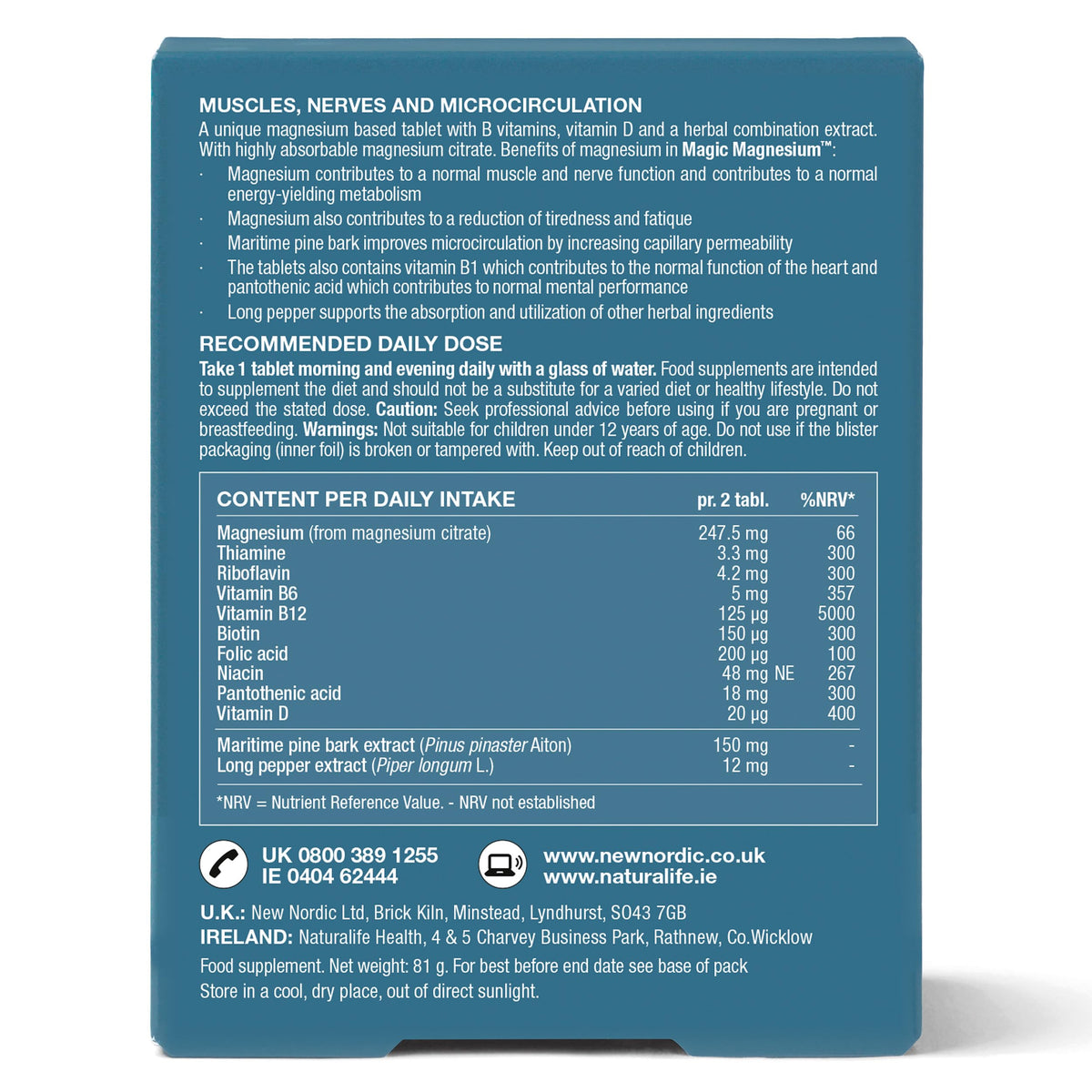 New Nordic Ltd New Nordic Magnesium Citrate 750mg Energy & Muscle Function B Vitamins 60ct