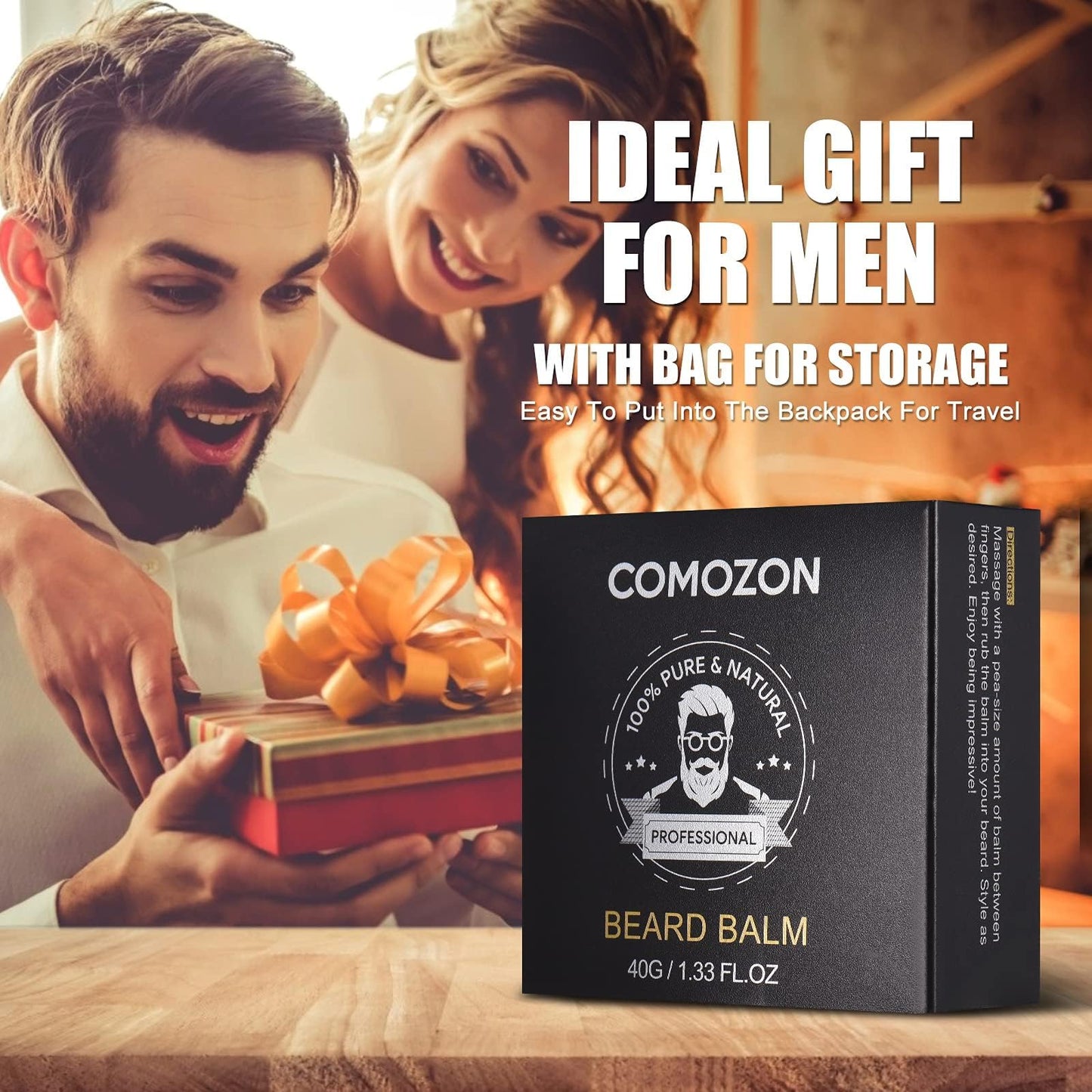 comozon Beard Grooming Kit for Men, 12 in 1 Beard Kit Men Gifts with Beard Roller, Beard Set with Beard Oil, Beard Shampoo, Beard Conditioner, Beard Brush, Beard Balm, Beard Comb, Scissors, Gifts for Him