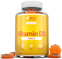 Nu U Nutrition Vitamin D3 Gummies 4000 IU Adults - 90 Gummies - 3 Months Supply - Delicious Natural Orange Flavour - High Strength Vitamin D (Cholecalciferol) Supplement - Vegetarian Chewable VIT D