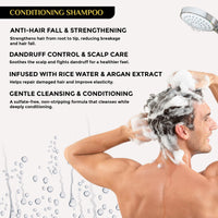 Belitaas Luxury Conditioning Shampoo with Rice Water & Argan Extract – Anti-Dandruff & Anti-Hairfall Treatment, 300ml