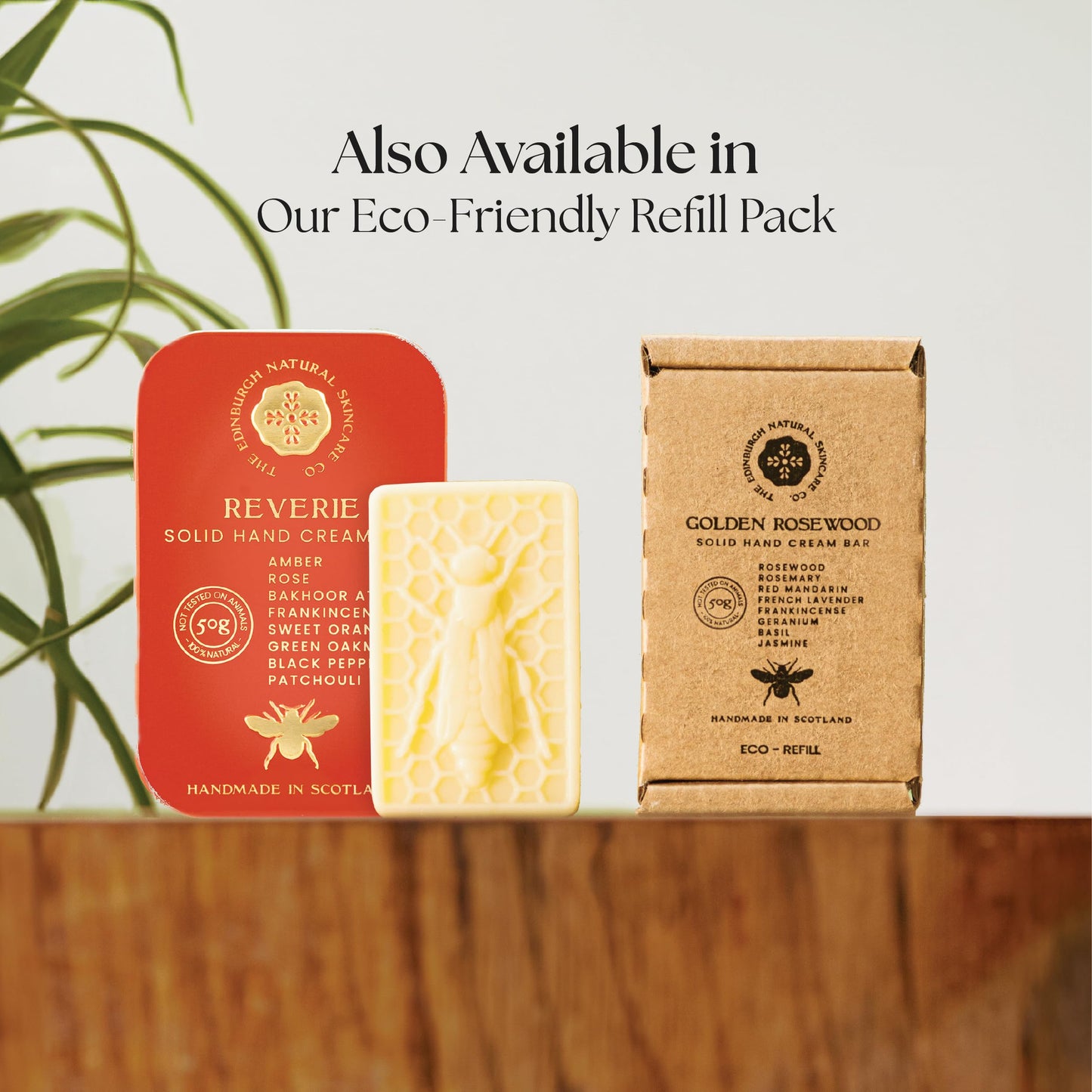 The Edinburgh Natural Skincare Company Ltd. Reverie Hand Cream Bar – 100% Natural Moisturiser for Very Dry Hands | With Beeswax, Cocoa Butter & Coconut Oil | Long-Lasting, Travel-Friendly, Cruelty-Free, Ideal for Gifting | 50g