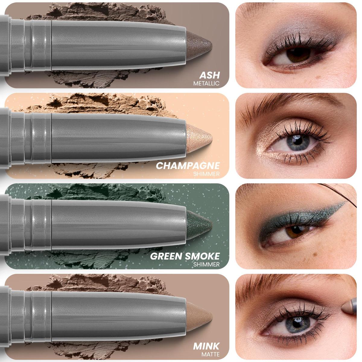 Wonderskin IYKYK Eyeshadow Stick - Longwear Eye Shadow Sticks, Budge-Proof and Waterproof Matte Eyeshadow Stick with Built-in Sharpener (Mink)