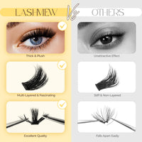 LASHVIEW DIY Eyelash Extension Kit, Fluffy Lash Extension Kit D Curl 9-18mm mix Clusters with Bond&Seal, Remover and Applicator DIY Lash Extensions for Easy at Home Application Style NM03