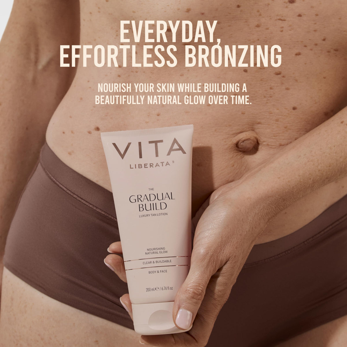 VITA LIBERATA, Fabulous Gradual Tanning Lotion 200ml & Dual Sided Self Tanner Mitt, Super Hydrating Hyaluronic Acid, Designed for Face & Body, Buildable Formula, Streak Free, Lasting Finish
