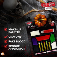 SOL Halloween Make Up Kids Set | Complete Make Up Set Fake Blood, Crayons, Halloween Face Paint & Applicators | Safe to Use for Kids Face Paint Kit | Halloween Makeup Kit | Vampire Makeup Kit Facepaint