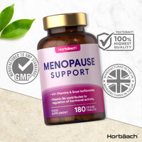 Menopause Supplement Tablets for Women | Perimenopause, Menopause & Postmenopause Support with SOYA Isoflavones & Vitamin B6 | 180 Vegan Tablets | by Horbaach