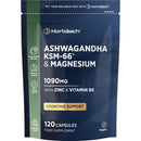 Horbäach Ashwagandha KSM-66 Complex Enhanced with Magnesium, Zinc & Vitamin B6 | High Strength Ashwagandha Root Supplement | 120 Vegan Capsules (Not Tablets) | by Horbaach