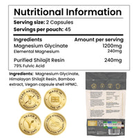 Magnesium Glycinate 2-in-1 with Himalayan Shilajit Minerals for Sleep, Relaxation & Natural Energy, High Strength Supplement - 90 Capsules Fulvic Acid Mineral Support Made in UK by Inner Vitality