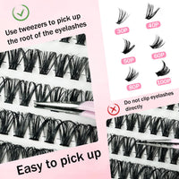 GGOKOK DIY Lash Clusters Kit 30D+40D+50D+60D+80D+100D Fluffy Volume 8-16MM Thick Eyelash Extension Kit Individual Lash Bond and Seal Lash Tweezers(30D-100D,Kit)