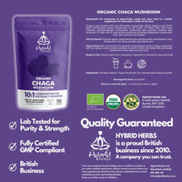 Hybrid Herbs HYBRID HERBS – Organic Wild Chaga Mushroom Powder 10X Strength - Supplement for Energy, Skin & Brain Support Rich in Antioxidants & Beta Glucans | HIGH Potency 10:1 Extract - 56 Serving (56g)