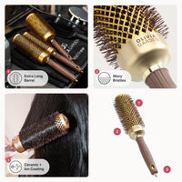 Olivia Garden Expert Blowout Speed – Gold & Brown - 45 - Ceramic Coated Round Brush with Extra Long Barrel for 25% Faster Blowouts