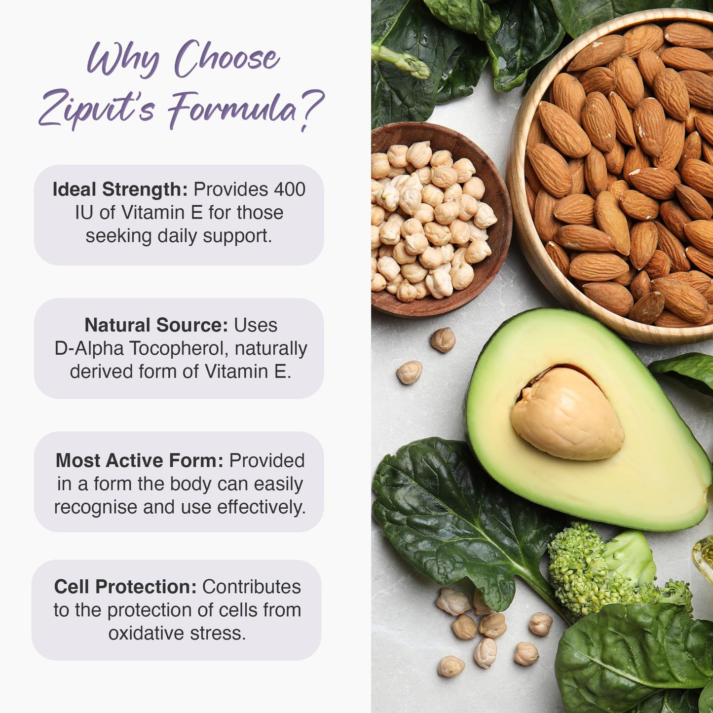 Zipvit Vitamin E Capsules 400IU, Natural D-Alpha Tocopherol, Supports Cell Protection from Oxidative Stress, 200 Capsules, Vitamin E Supplement