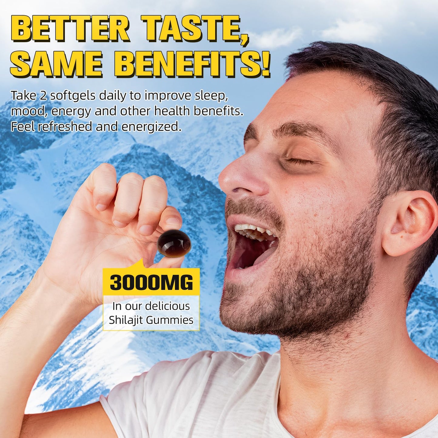 WLoyalty Shilajit Gummies 3000mg, Pure Himalayan Gold with Ashwagandha, Chaga & Fulvic Acid, 85+ Trace Minerals for Energy, Immunity & Vitality, Vegan, Sugar-Free, Gluten-Free, Non-GMO, 60 Gummies