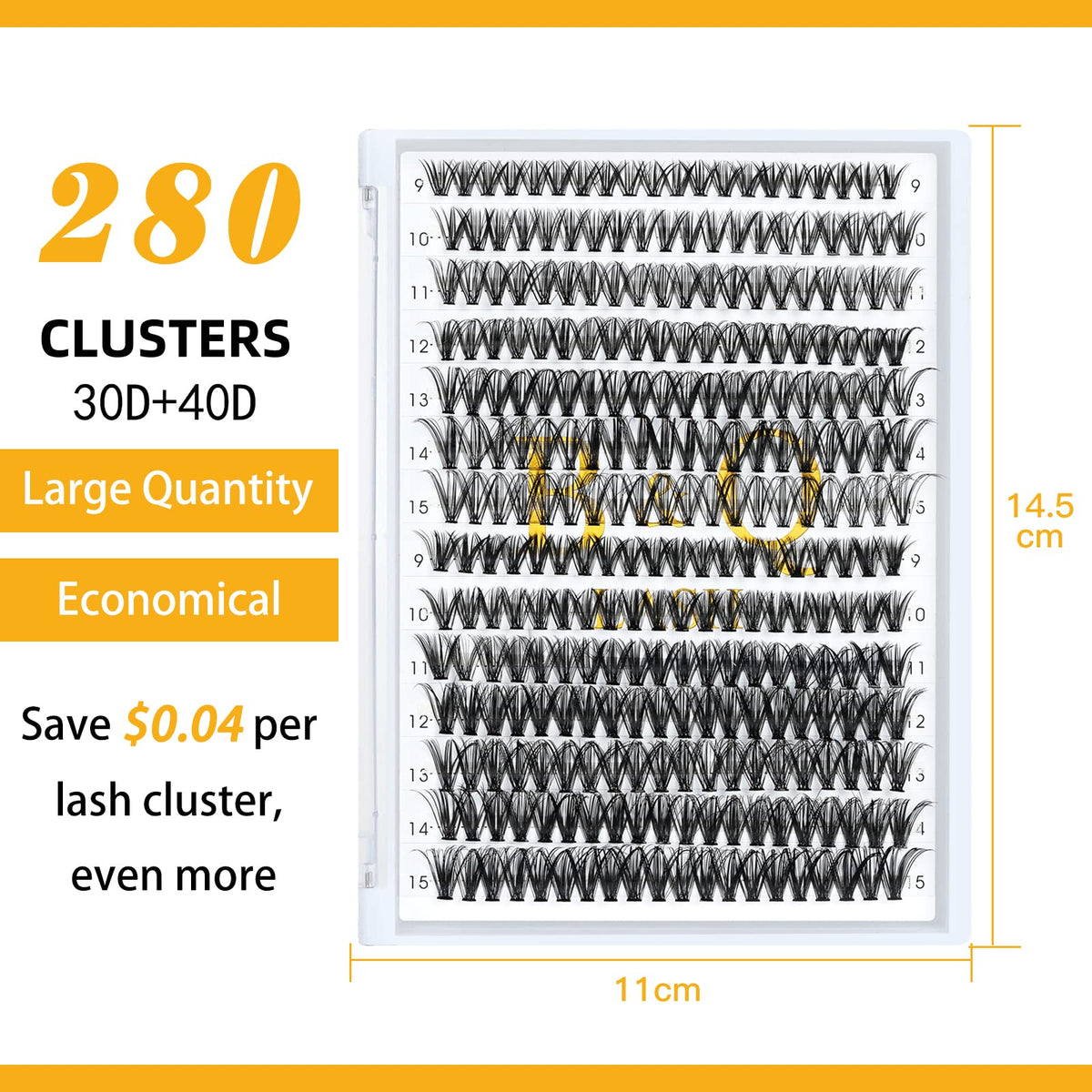 B&Qaugen B&Q Lash Clusters 30D+40D-D-9-16MIX Lash Individual Lashes 280 Clusters Extensions DIY Eyelash Extensions at Home (30D+40D-D-9-16mix)