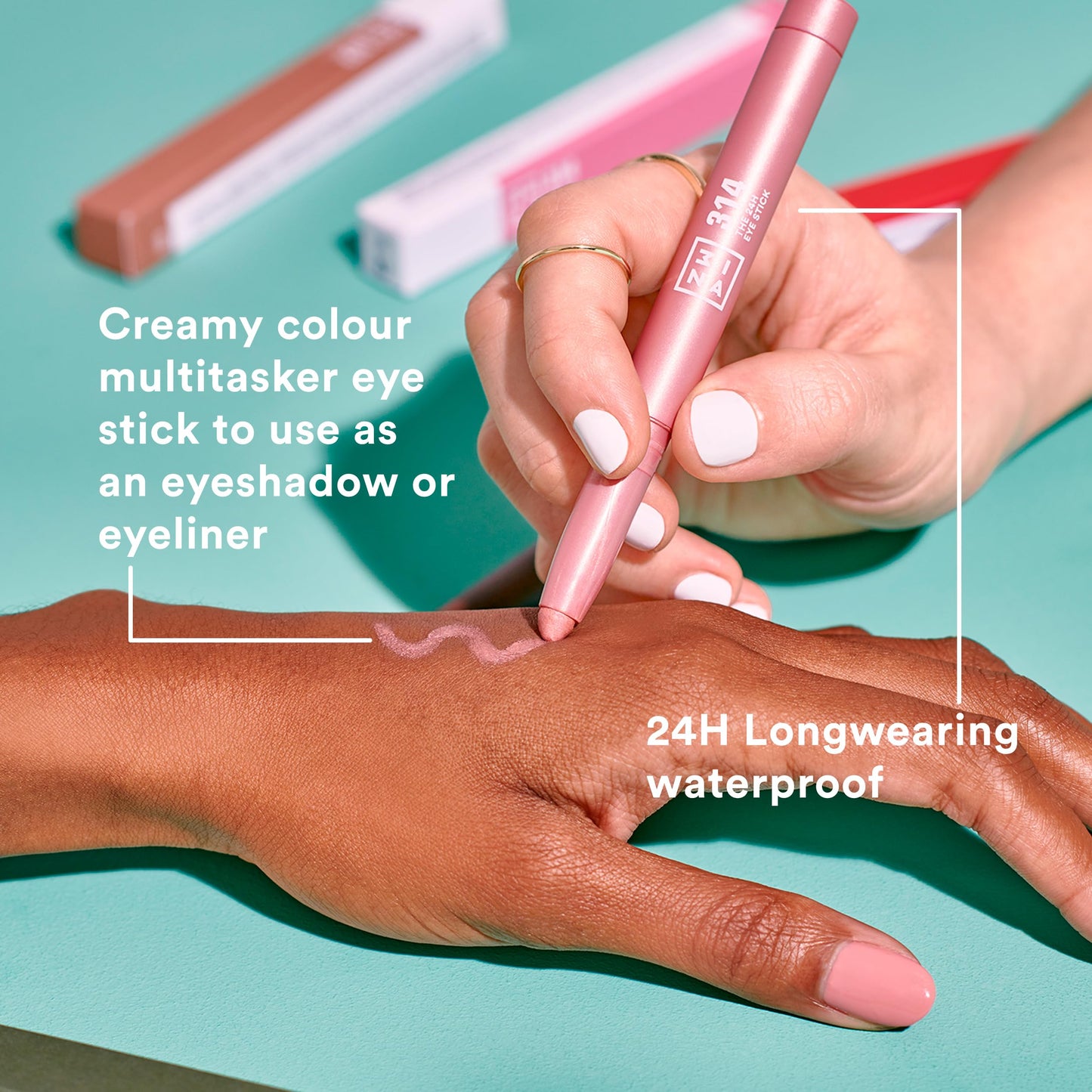 3INA MAKEUP - The 24h Eye Stick 503 - Rose nude Creamy Eyeshadow Stick - Multitaskig Waterproof Eyeshadow - Matte & Shimmer