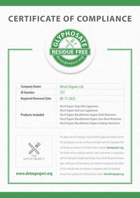 Hirsch Organic Lions Mane High Strength Extract Powder - Organically Grown in The EU - Non-GMO - No Added Fillers