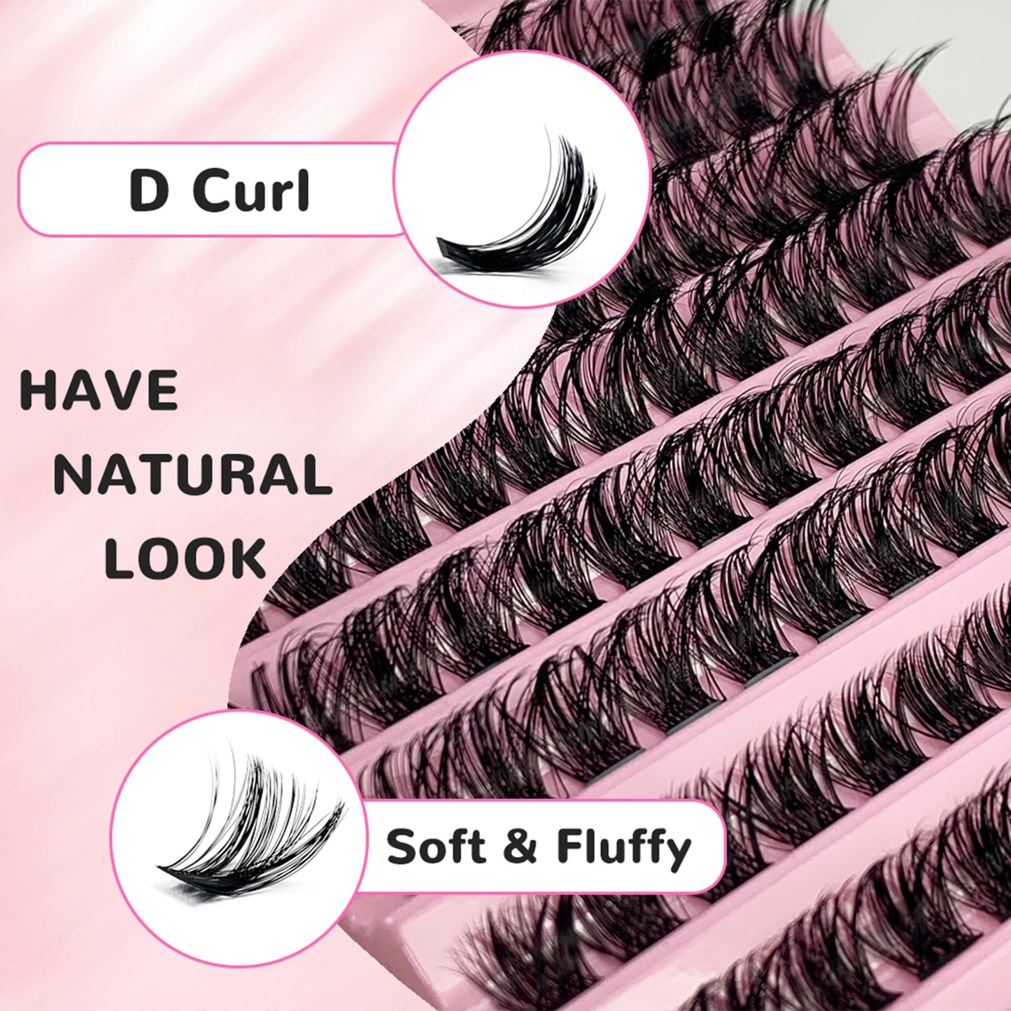 GGOKOK Lash Clusters Wispy DIY Lash Extension 8-16mm Eyelash Clusters 120 pcs Natural Cluster Lashes Individual Lashes Clusters at Home D Curl Fluffy Eyelash Extensions(D08)