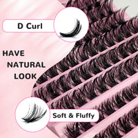GGOKOK Lash Clusters Wispy DIY Lash Extension 8-16mm Eyelash Clusters 120 pcs Natural Cluster Lashes Individual Lashes Clusters at Home D Curl Fluffy Eyelash Extensions(D08)