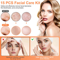 Blackhead Remover Tool Kit, IUMAKEVP 15 PCS Professional Stainless Steel Pimple Popper Comedone Extractor Tools for Removing Pimple, Blackheads, Zit on Face - Acne Removal Kit with Metal Case(Silvery)