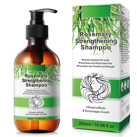 JYW Natural Rosemary Strengthening Shampoo with Mint, Hair Nourishing Formula with Biotin, 300ml