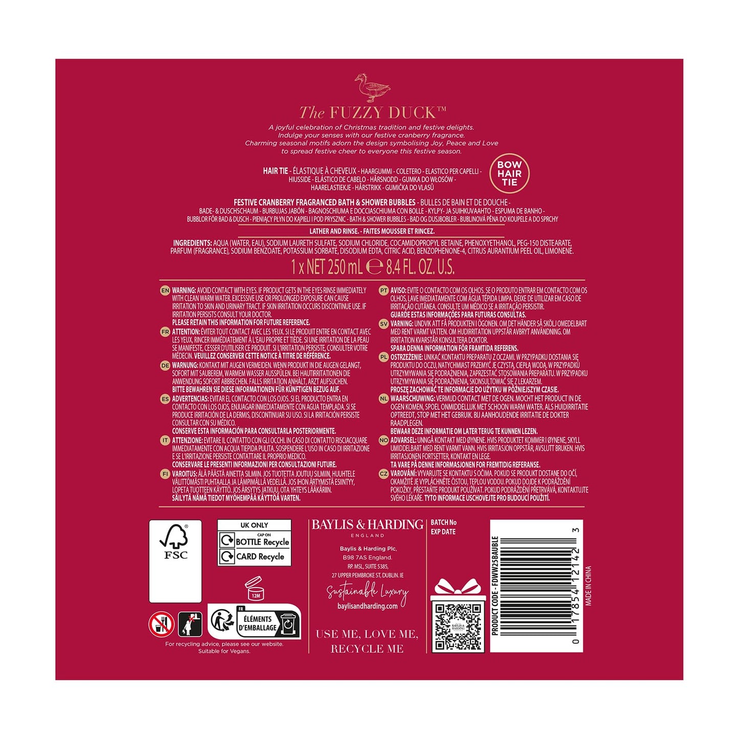 Baylis & Harding The Fuzzy Duck Winter Wonderland Festive Bauble Gift (Pack of 1) - Vegan Friendly