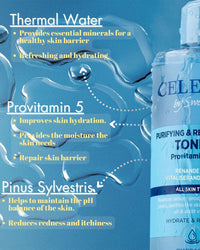 Celenes by Sweden Thermal Purifying & Revitalizing Toner, 200 ml - Alcohol & Parab Free, Suitable for All Skin Types, Enriched with Swedish Thermal Water, Pinus Sylvestris and Provitamin B5+