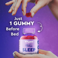 Vitgem Sleeping 60 Gummies for Adults UK - Natural Night Time Support with Magnesium, Ashwagandha & L-Theanine - Non-Drowsy Herbal Sleep Support - Vegan, Sugar Free Berry Flavour (2 Month Supply)